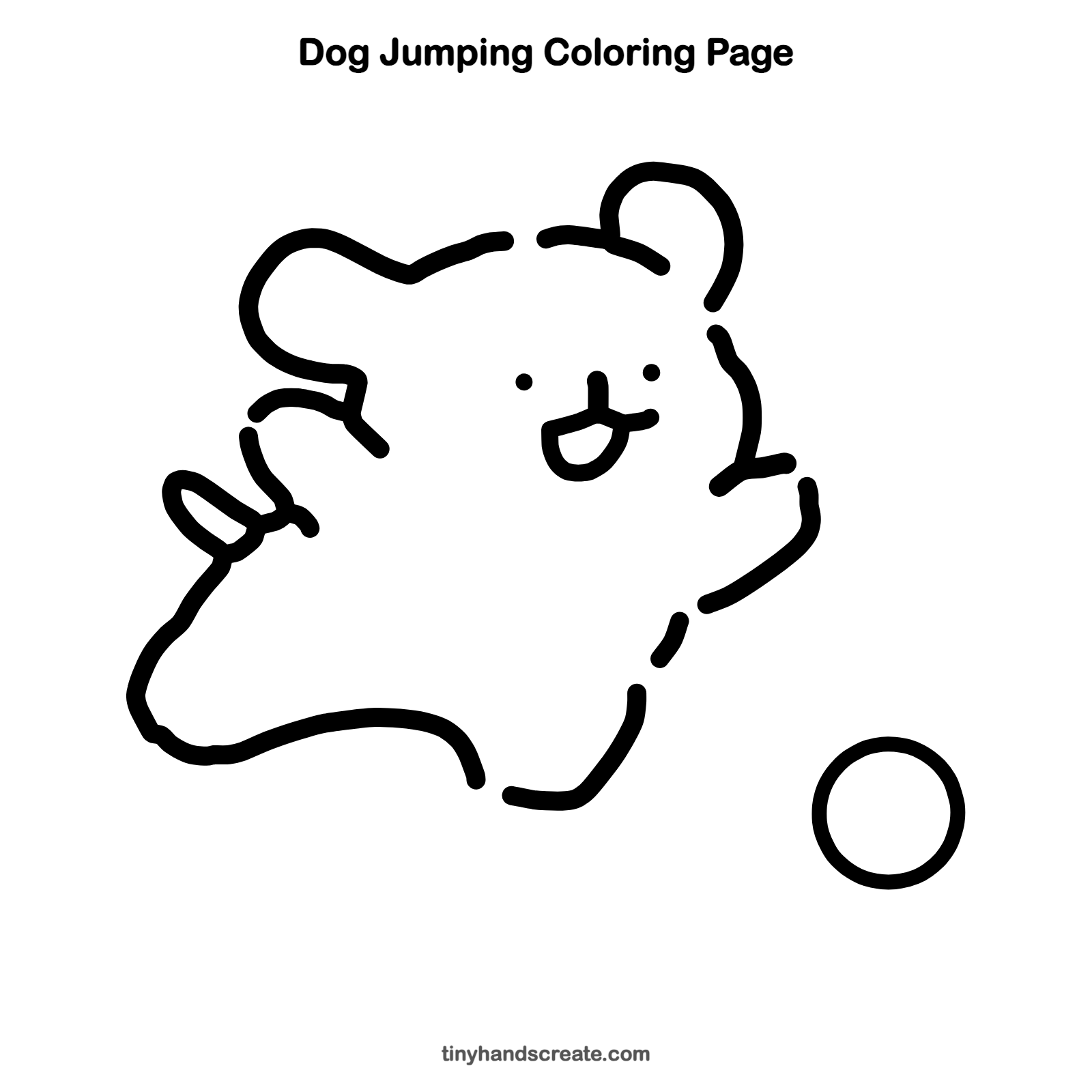 Free printable dog jumping coloring page for kids