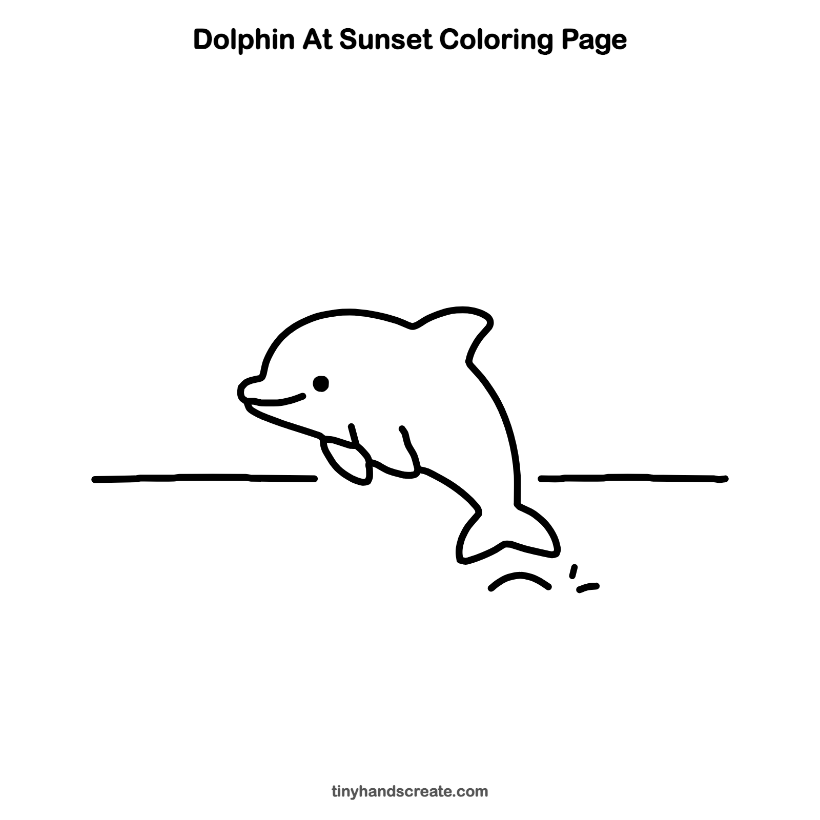 Free printable dolphin at sunset coloring page for kids
