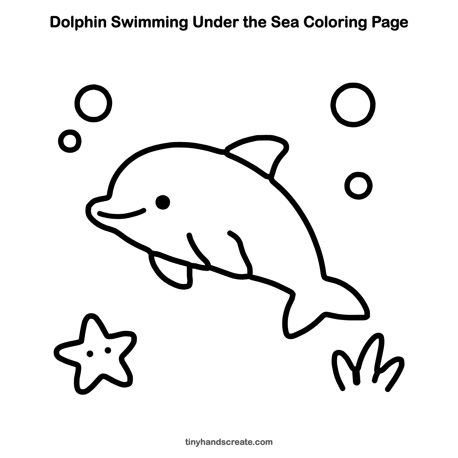 Free printable dolphin swimming under the sea coloring page for kids
