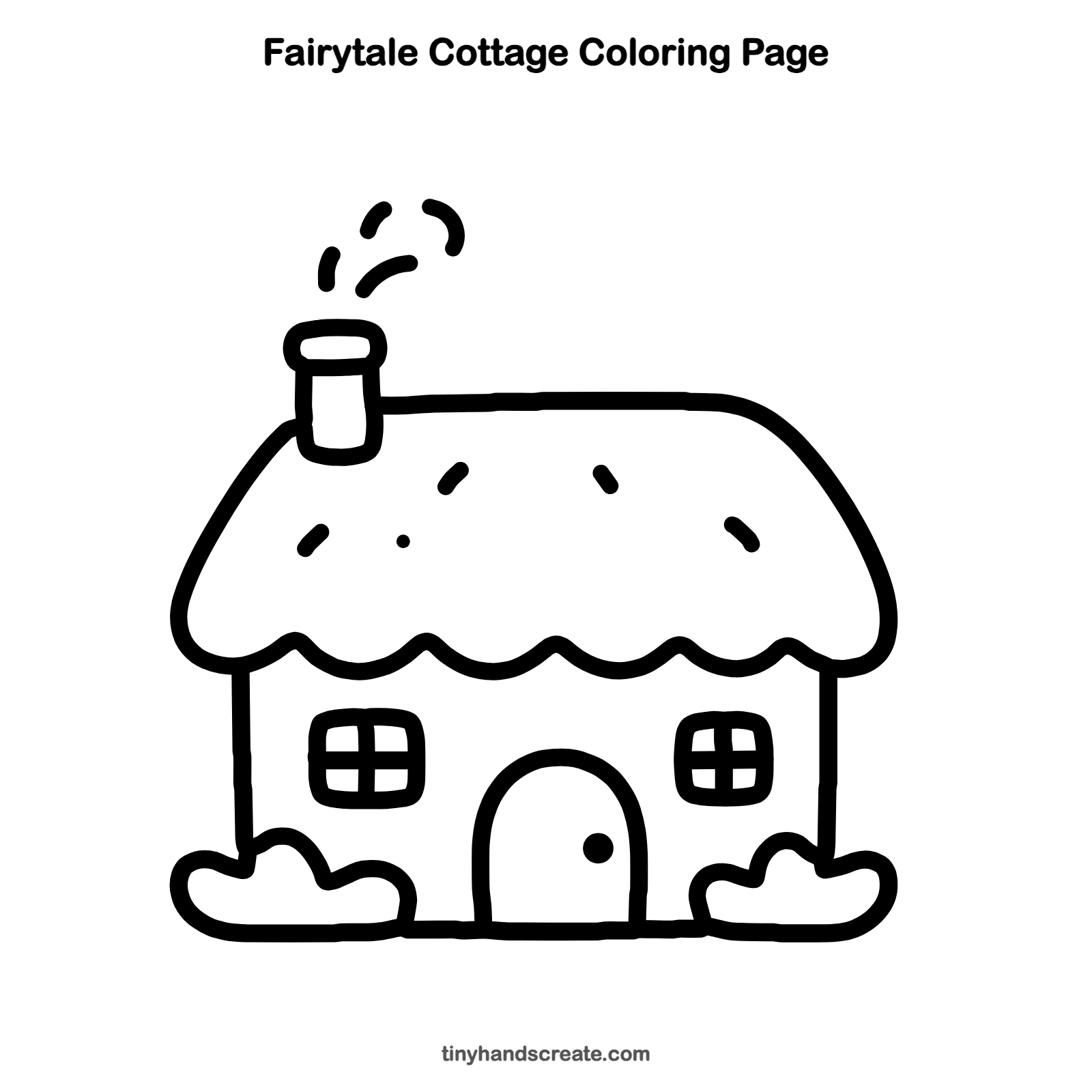 Free printable fairytale cottage coloring page for kids