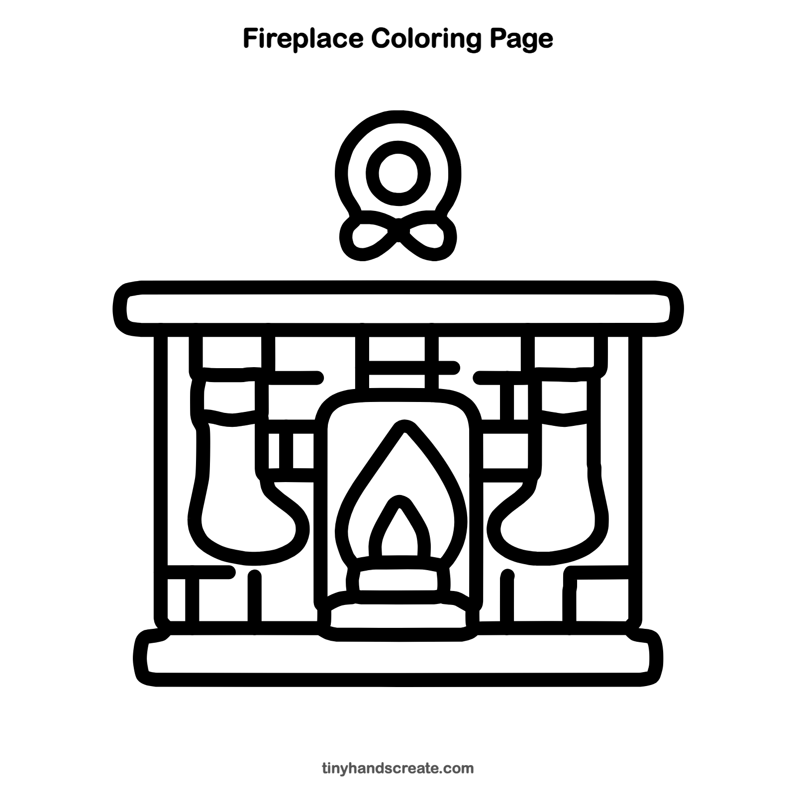 Free printable fireplace coloring page for kids