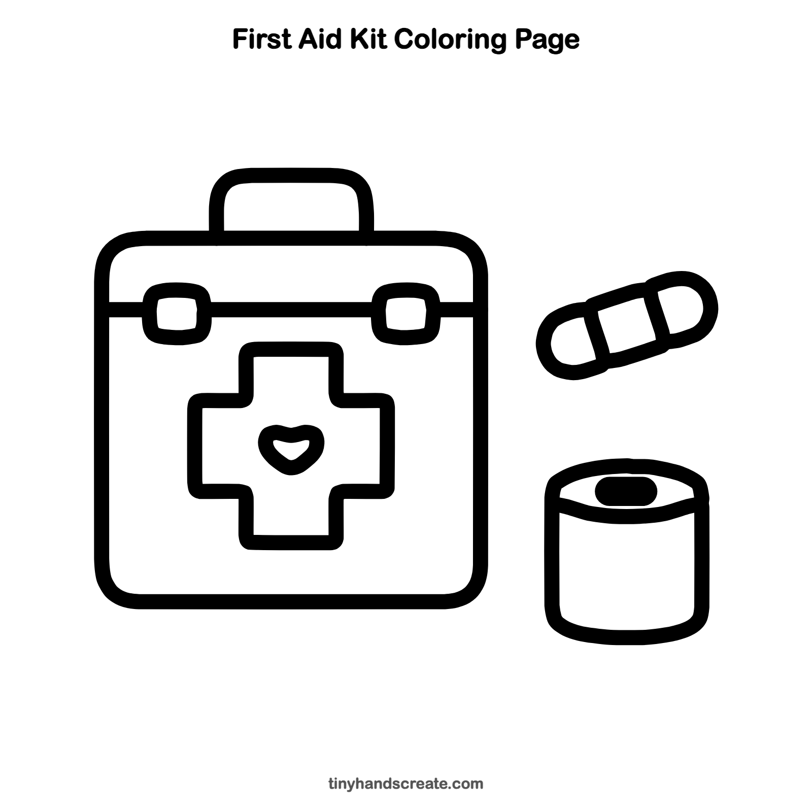 Free printable first aid kit coloring page for kids