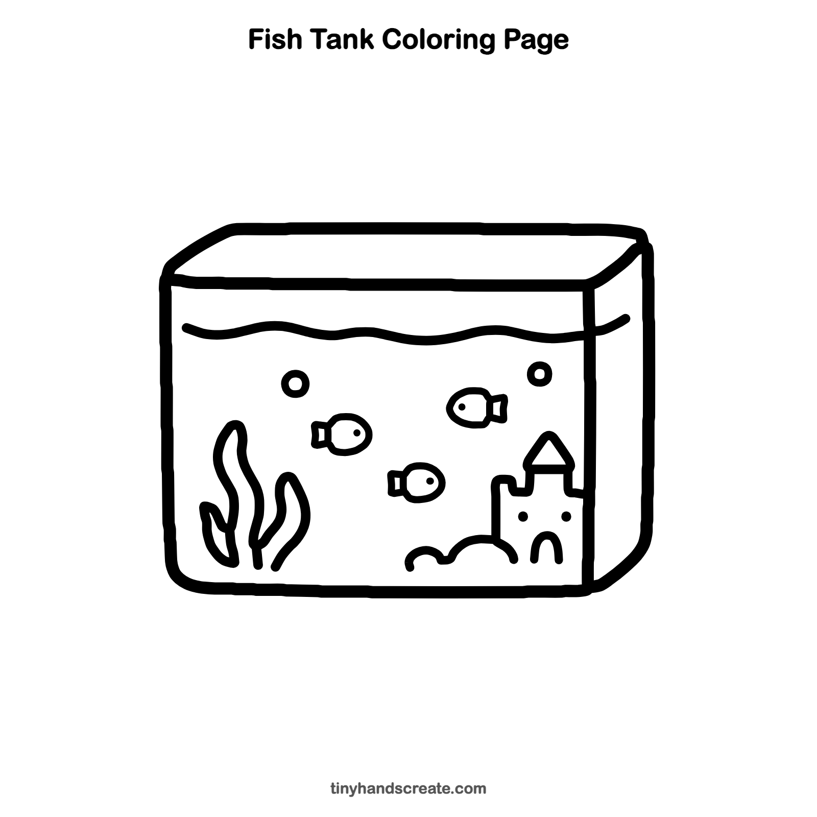 Free printable fish tank coloring page for kids