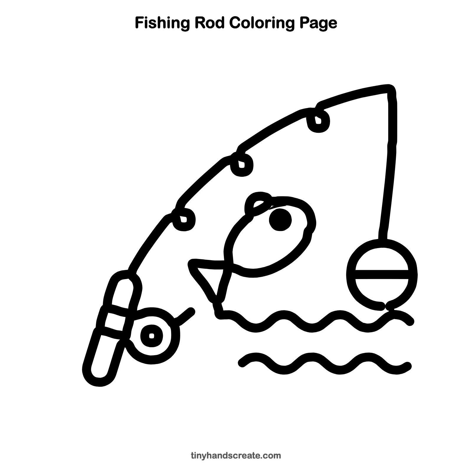 Free printable fishing rod coloring page for kids