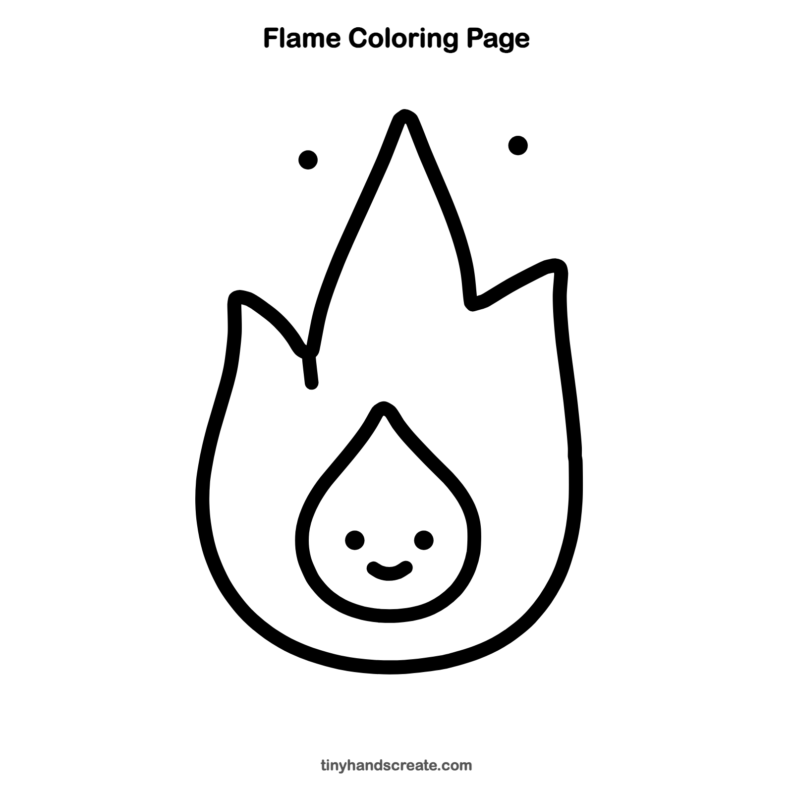 Free printable flame coloring page for kids