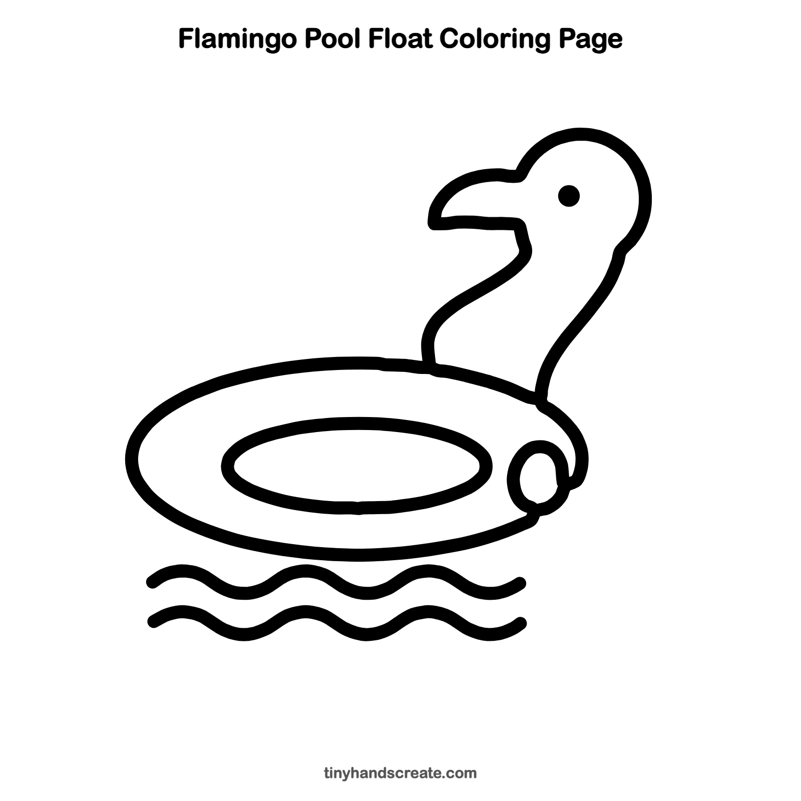 Free printable flamingo pool float coloring page for kids