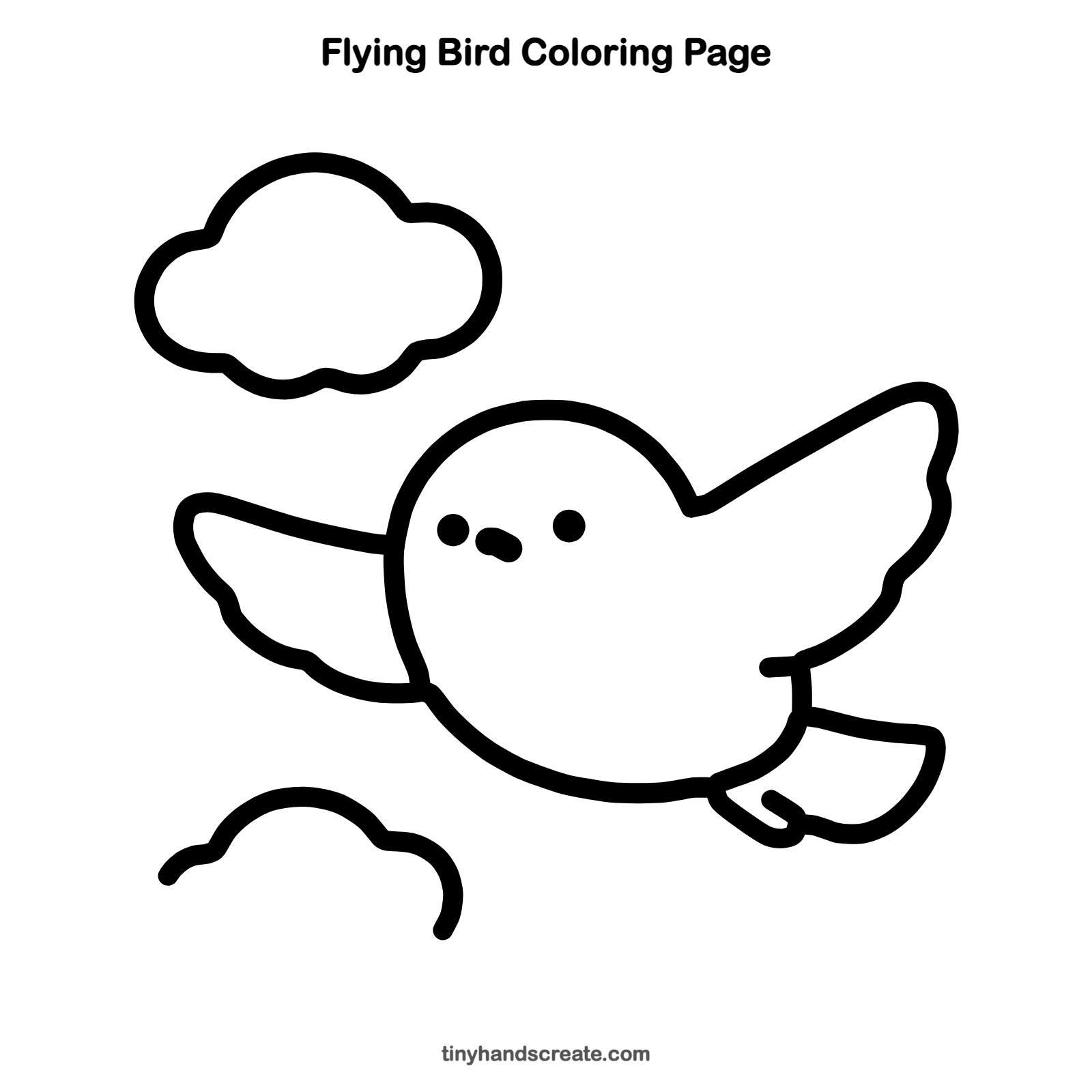 Free printable flying bird coloring page for kids