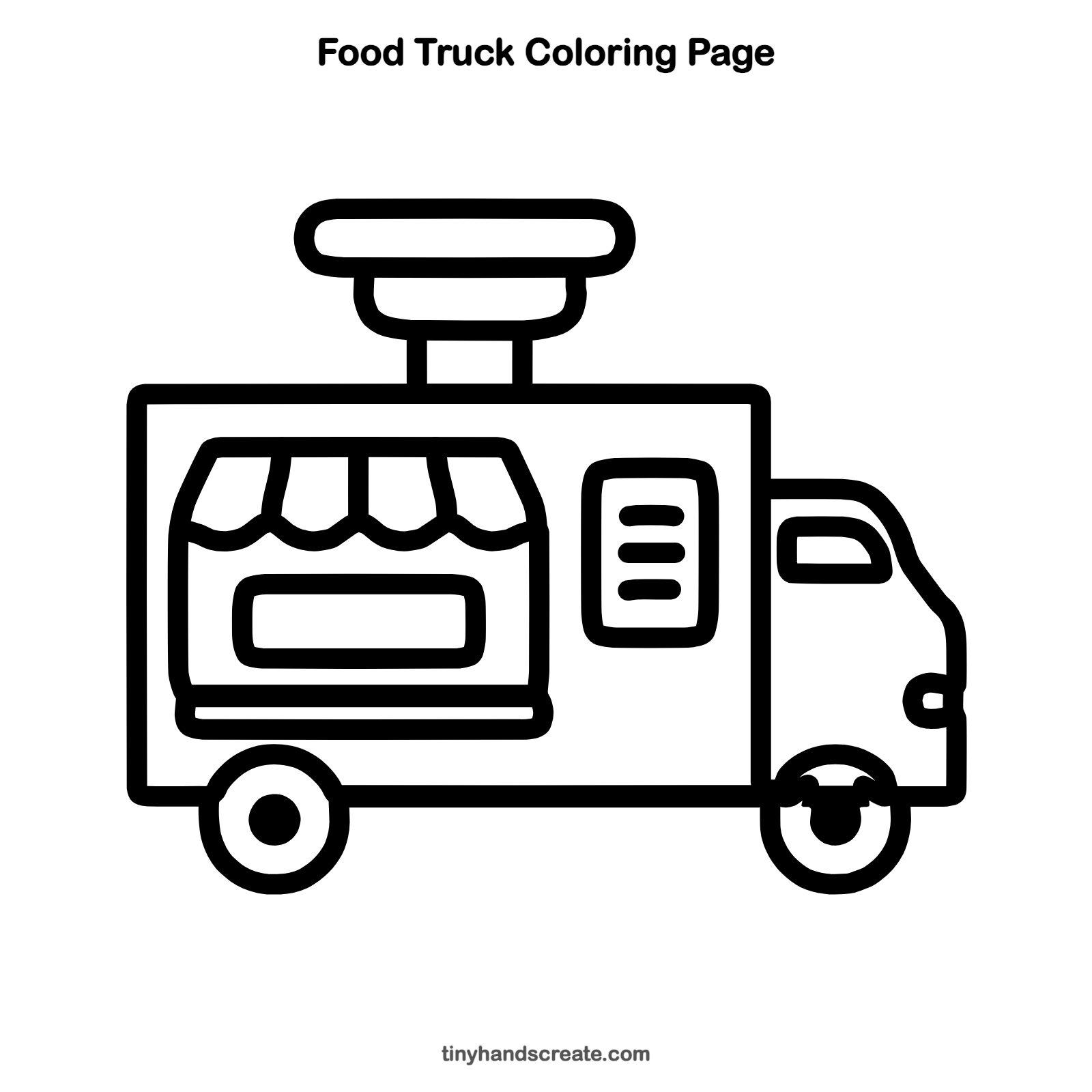 Free printable food truck coloring page for kids