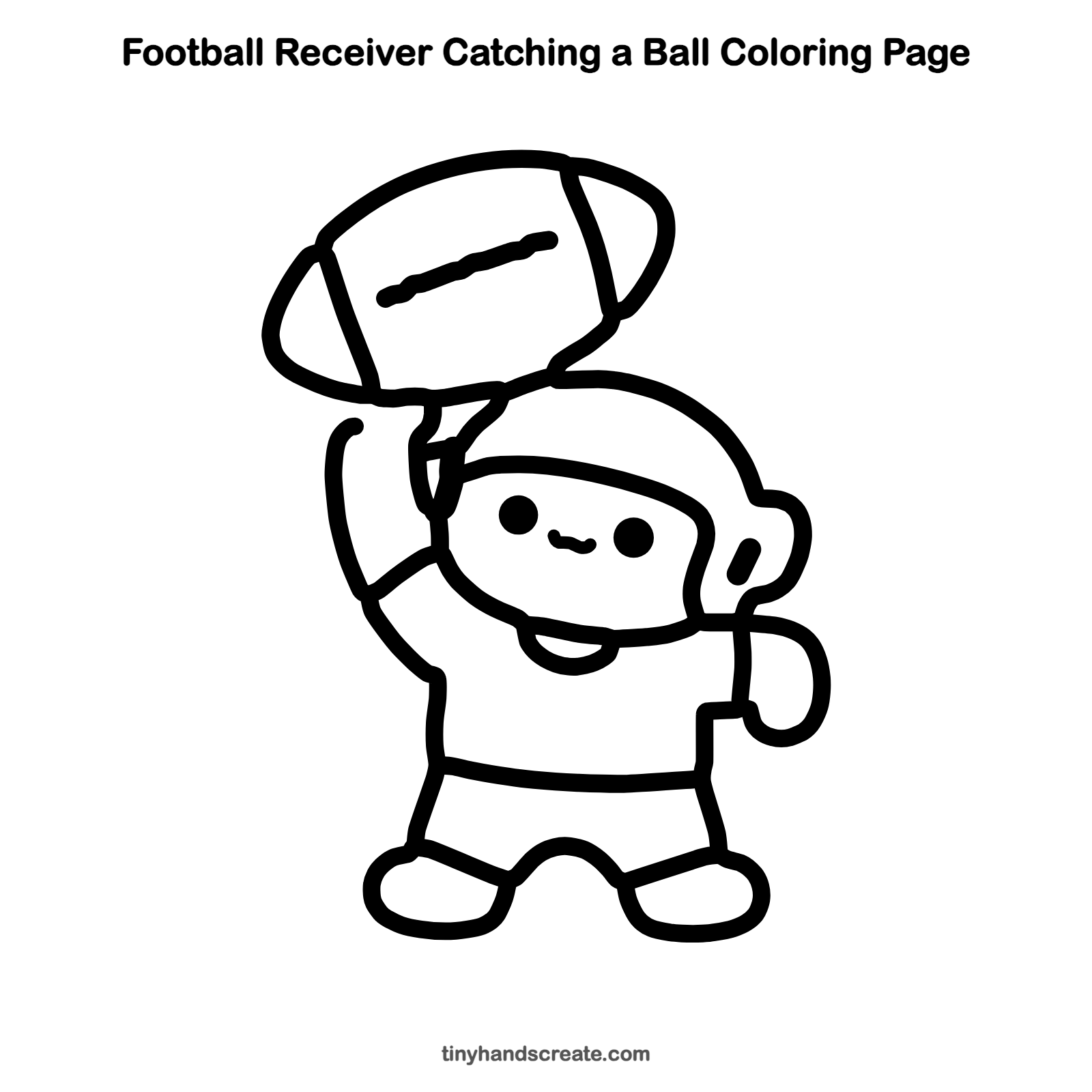 Free printable football receiver catching a ball coloring page for kids
