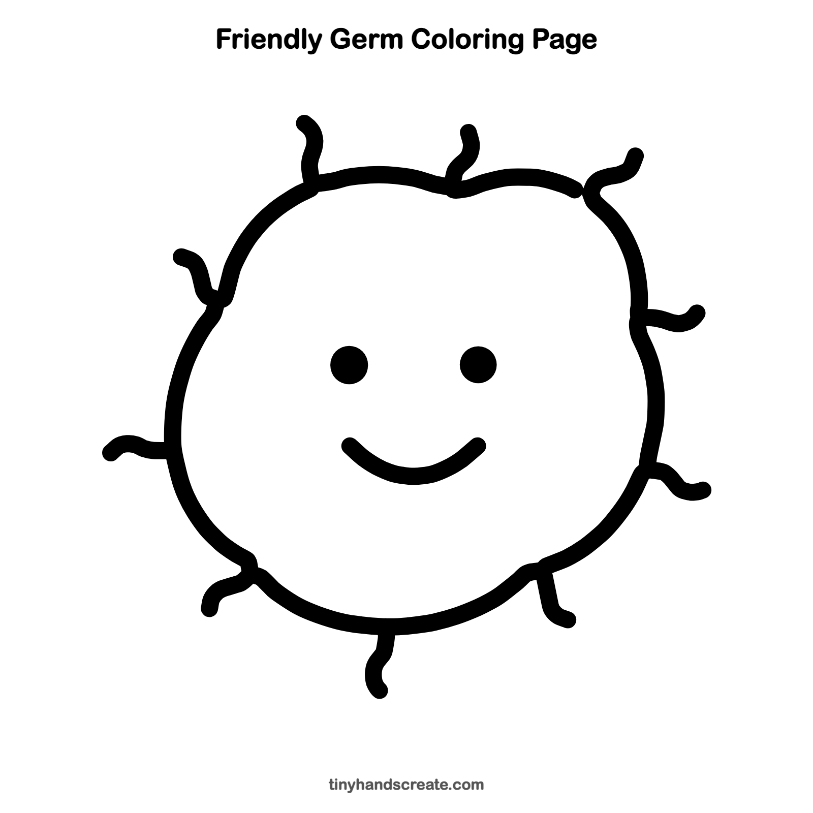 Free printable friendly germ coloring page for kids