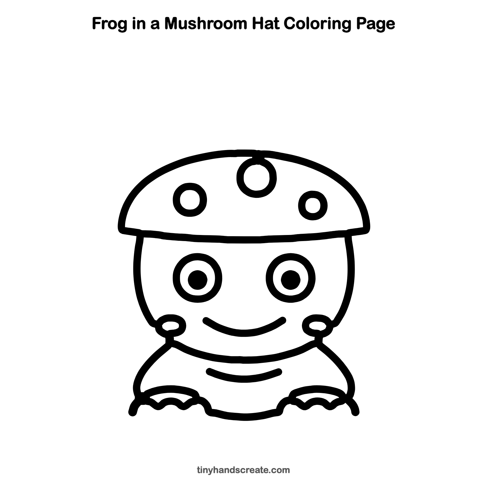 Free printable frog in a mushroom hat coloring page for kids