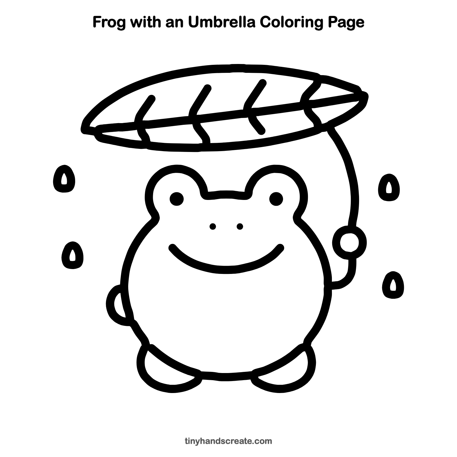 Free printable frog with an umbrella coloring page for kids