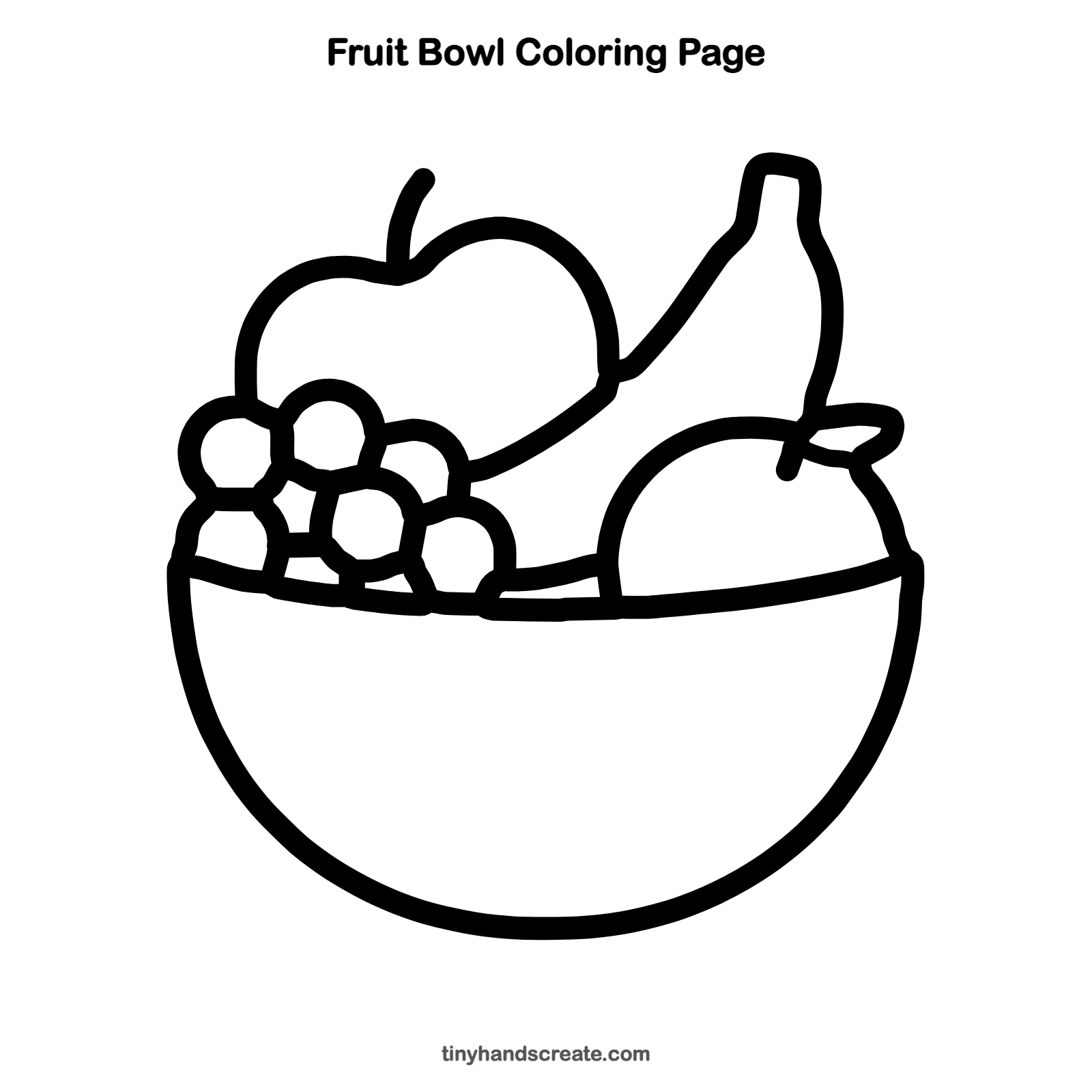Free printable fruit bowl coloring page for kids