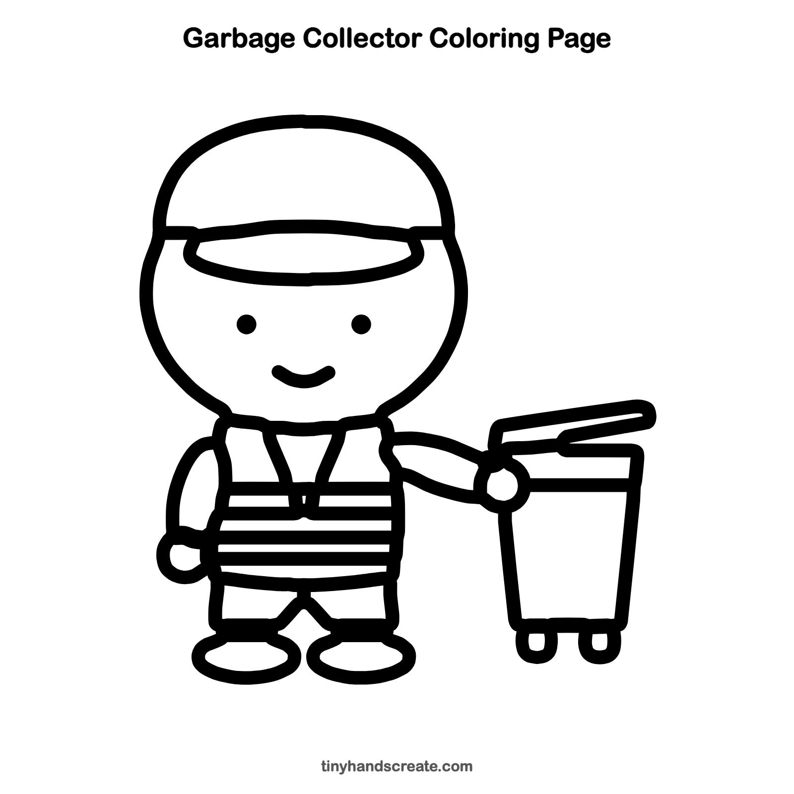 Free printable garbage collector coloring page for kids