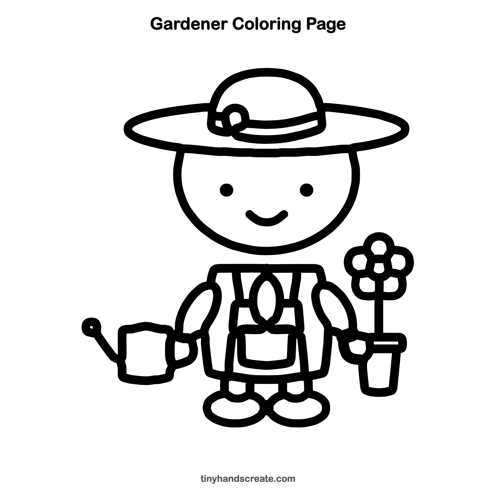 Free printable gardener coloring page for kids