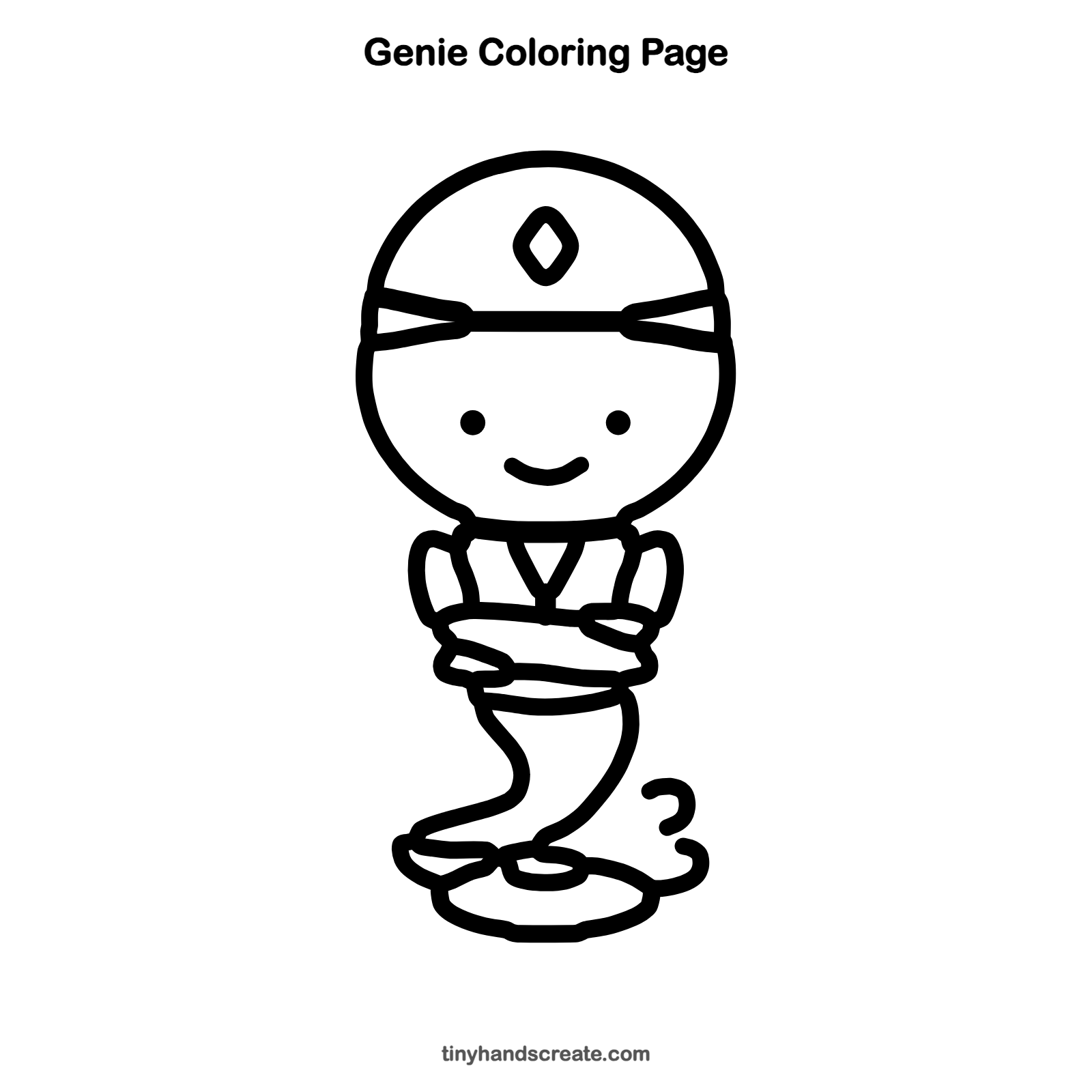 Free printable genie coloring page for kids