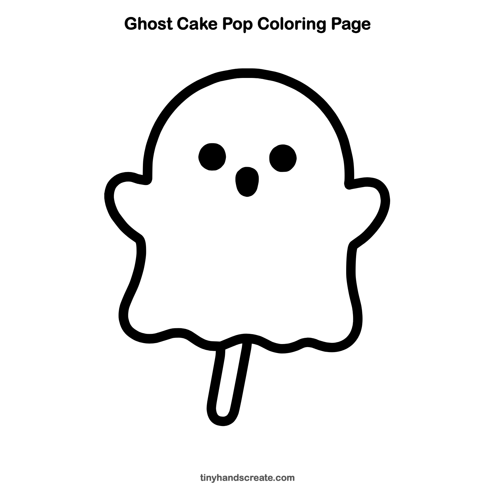 Free printable ghost cake pop coloring page for kids