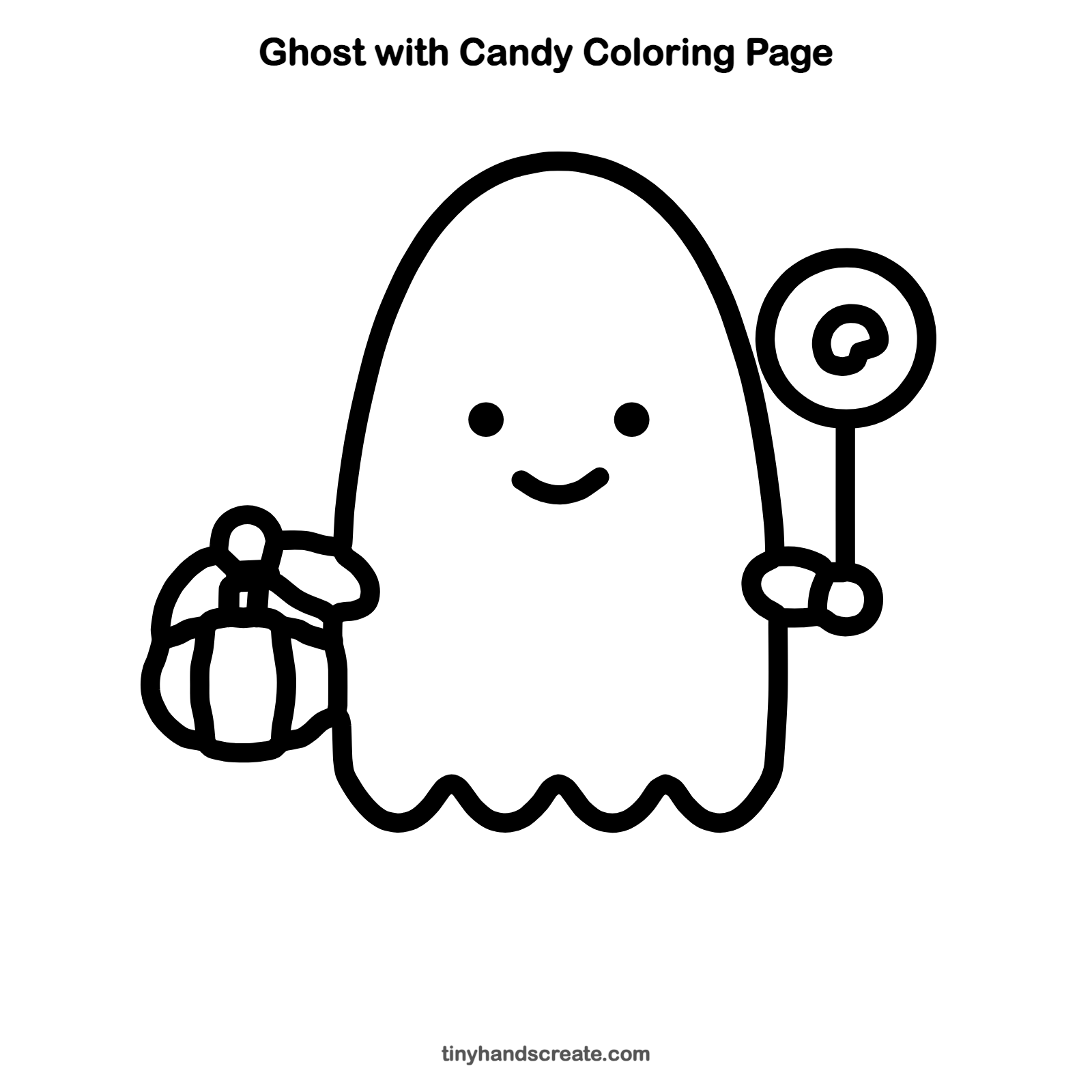 Free printable ghost with candy coloring page for kids
