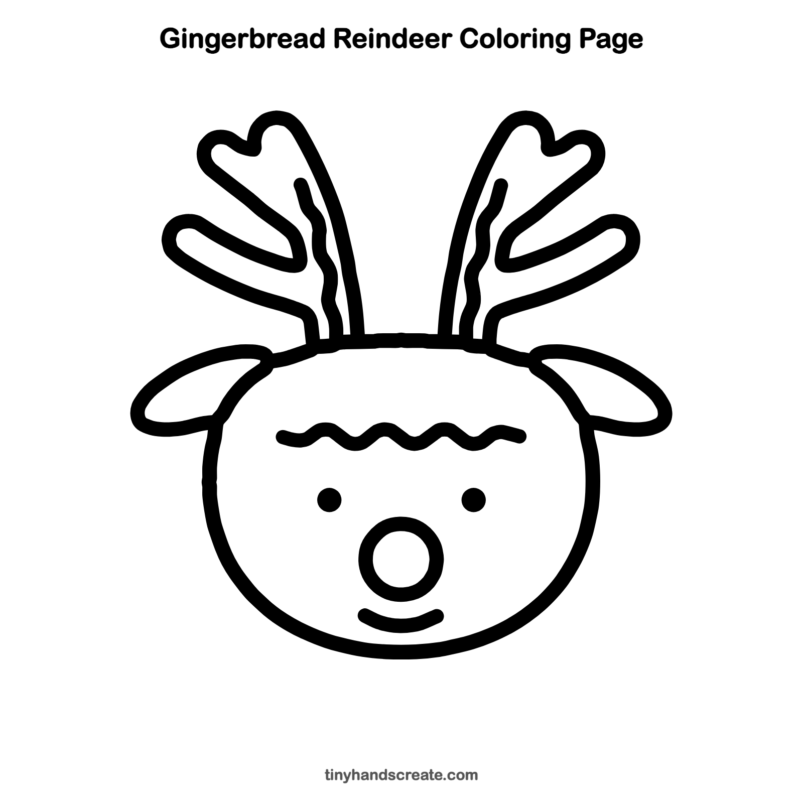 Free printable gingerbread reindeer coloring page for kids