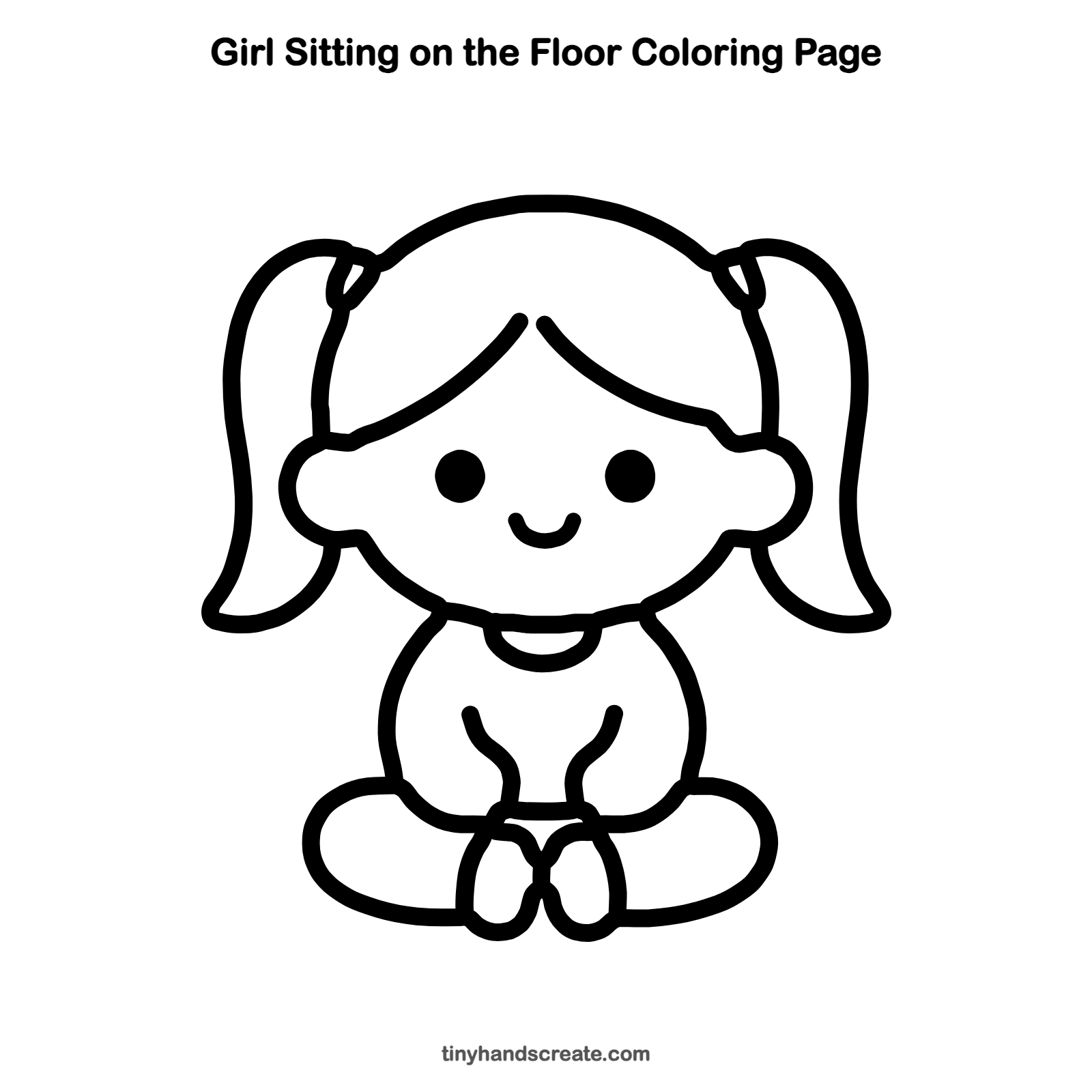 Free printable girl sitting on the floor coloring page for kids