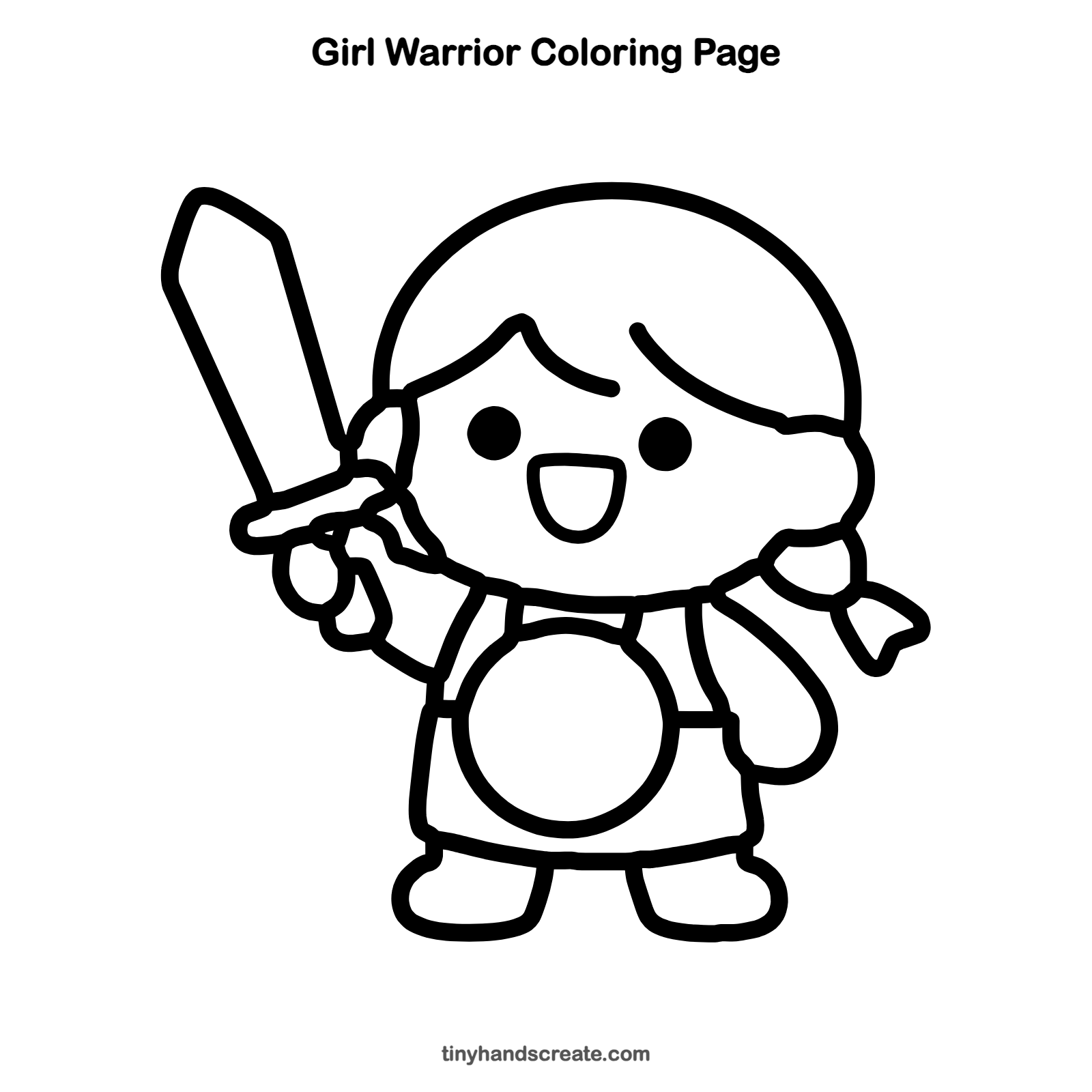 Free printable girl warrior coloring page for kids