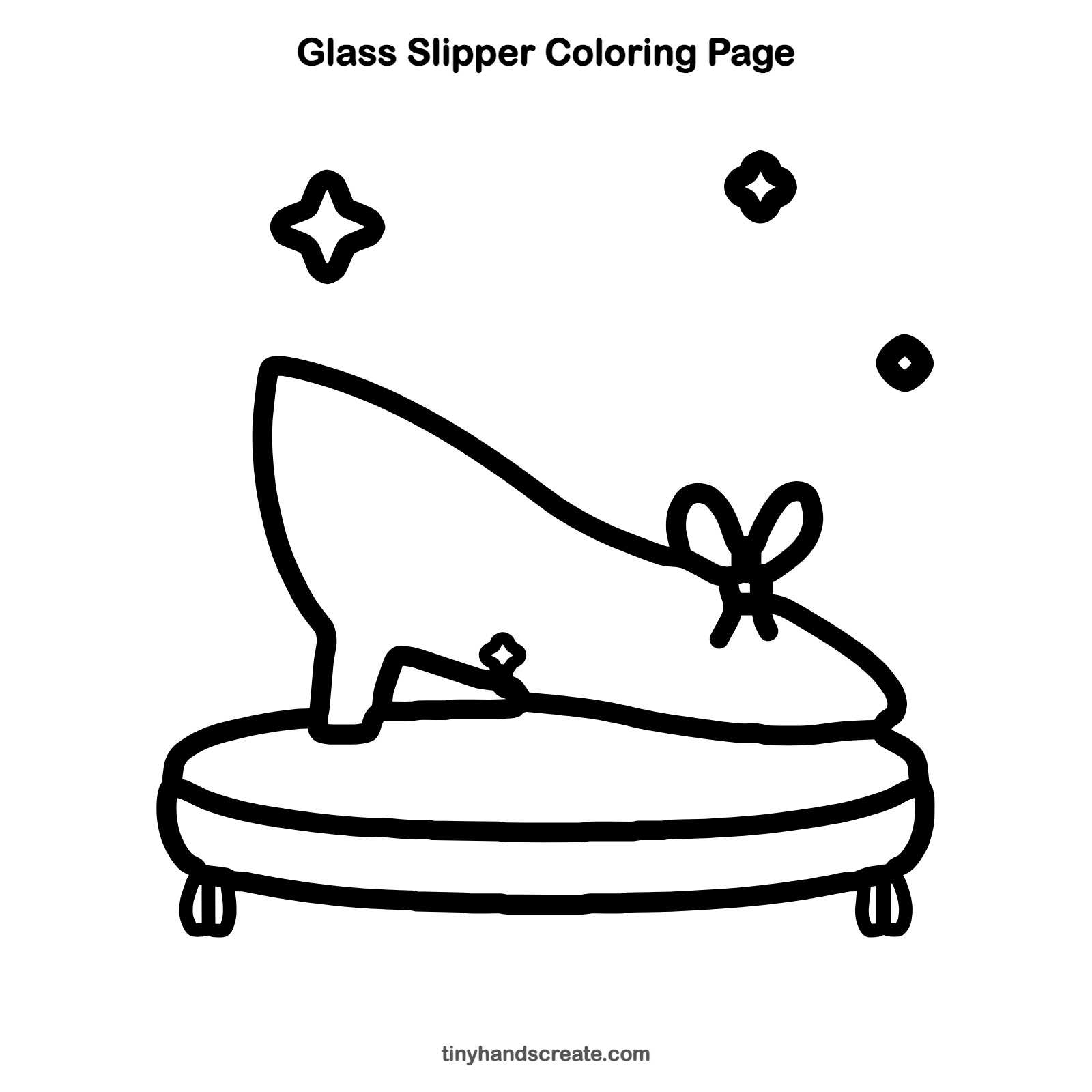 Free printable glass slipper coloring page for kids