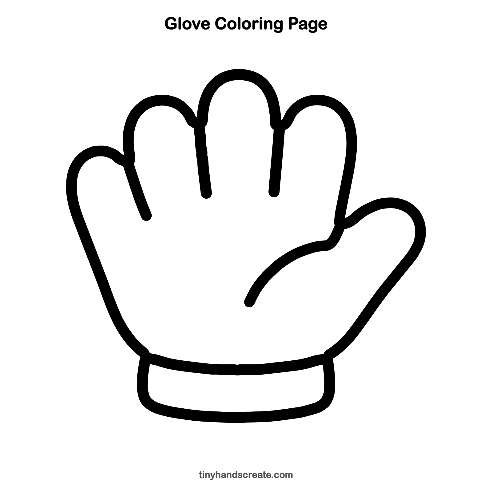 Free printable glove coloring page for kids