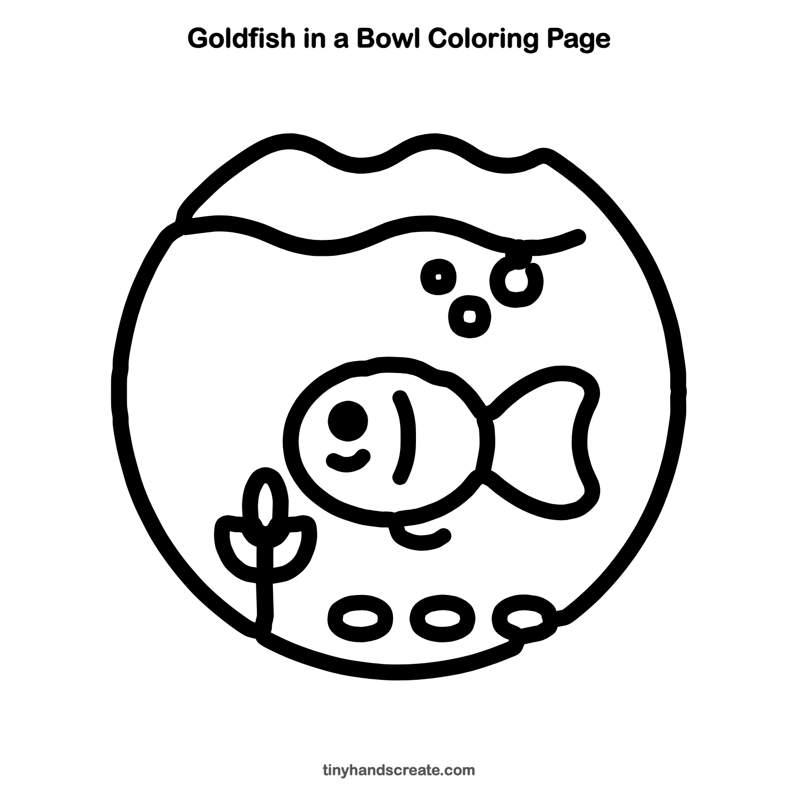 Free printable goldfish in a bowl coloring page for kids