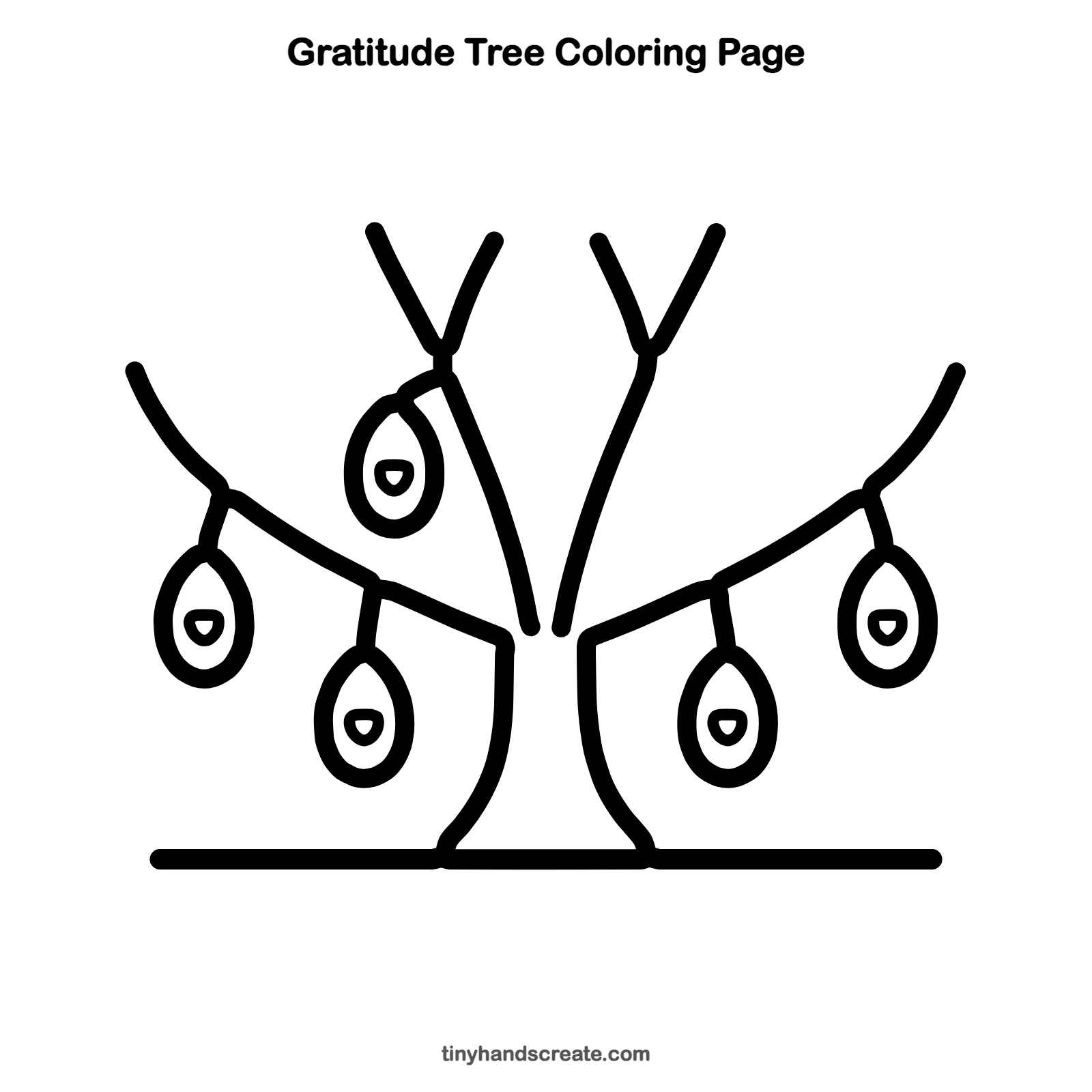 Free printable gratitude tree coloring page for kids
