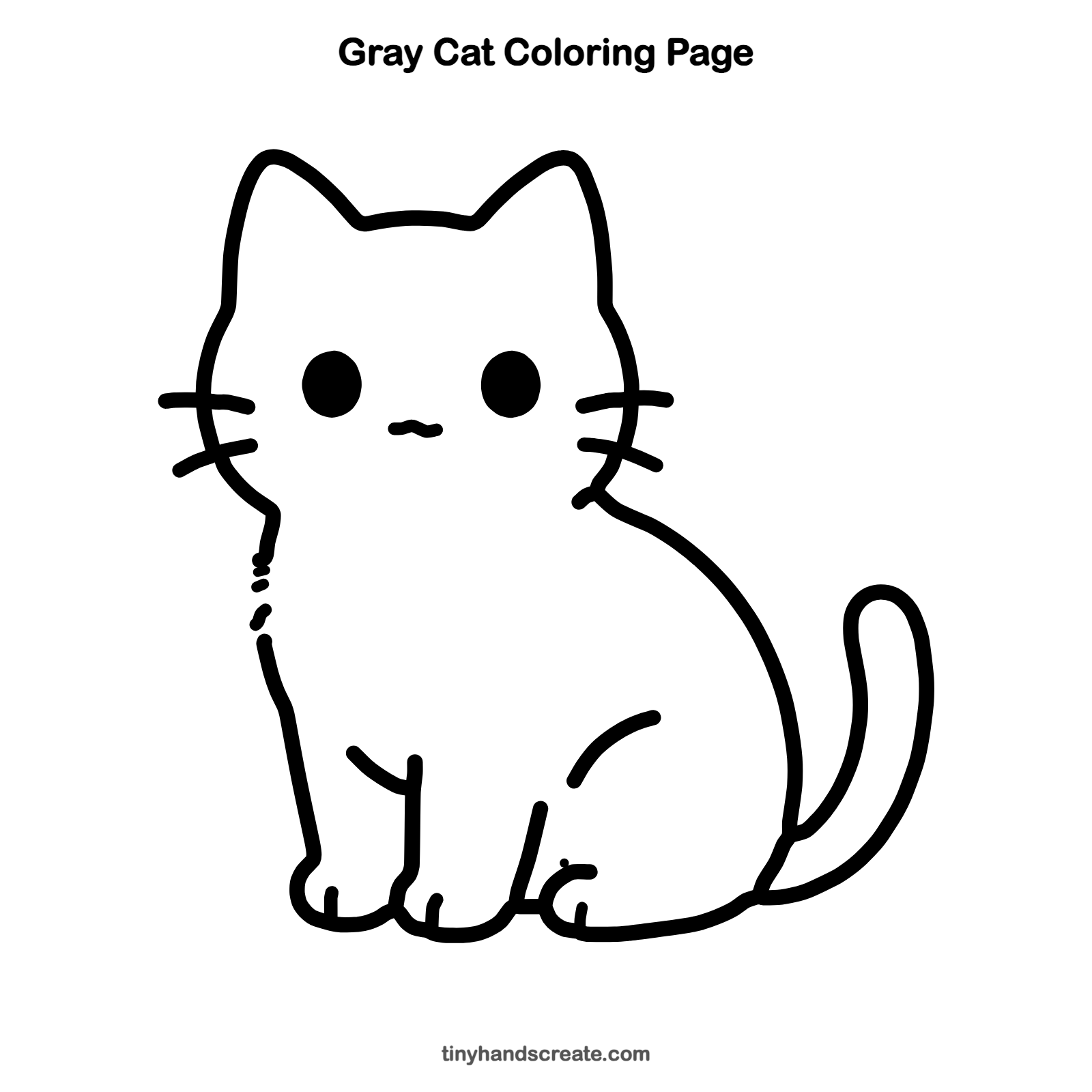 Free printable gray cat coloring page for kids