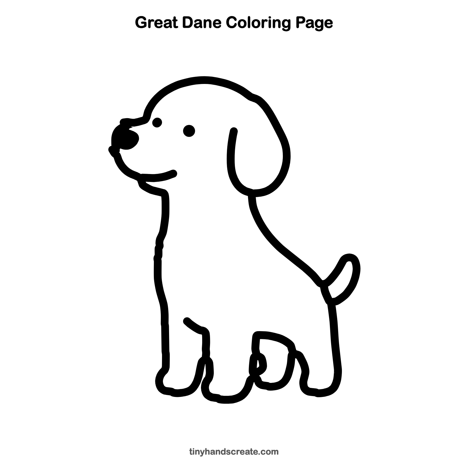 Free printable Great Dane coloring page for kids