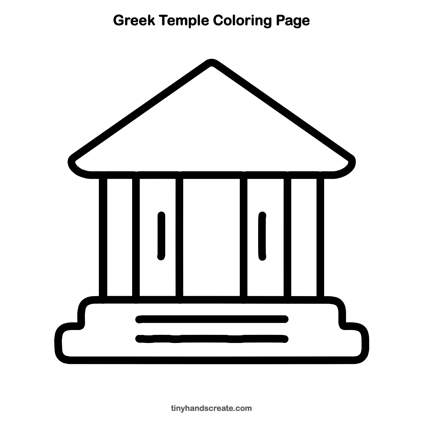 Free printable Greek temple coloring page for kids