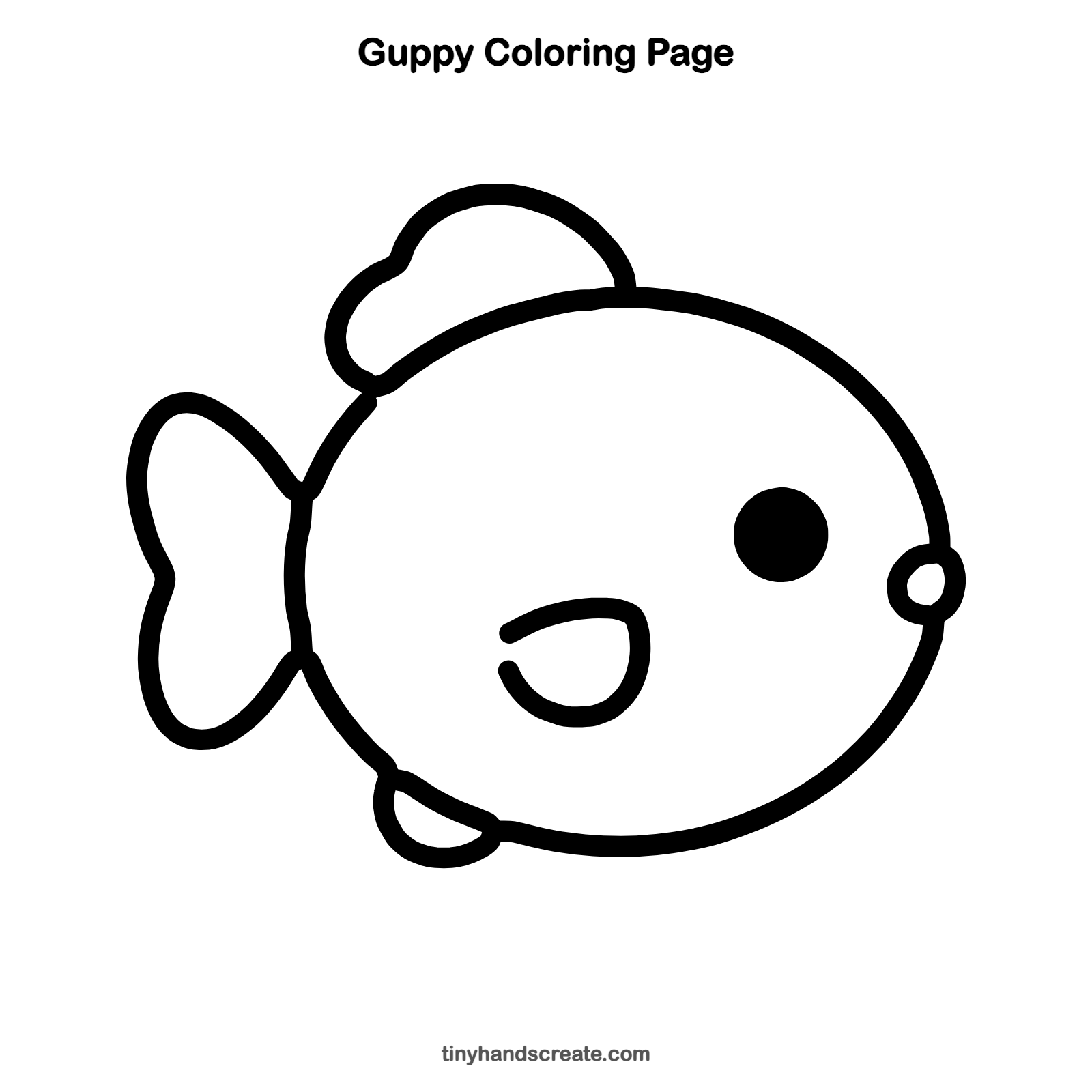 Free printable guppy coloring page for kids