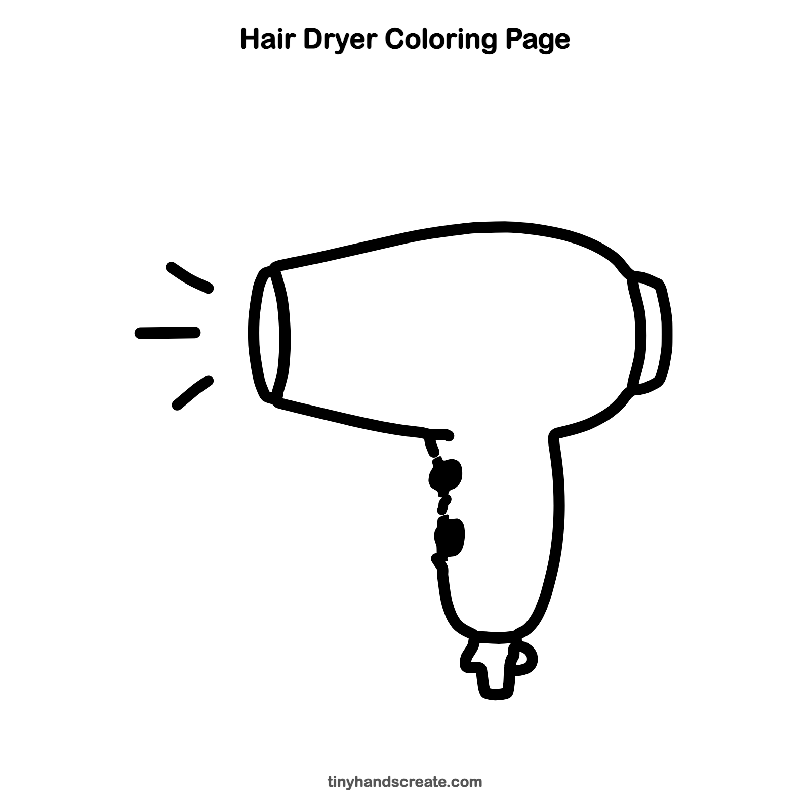 Free printable hair dryer coloring page for kids