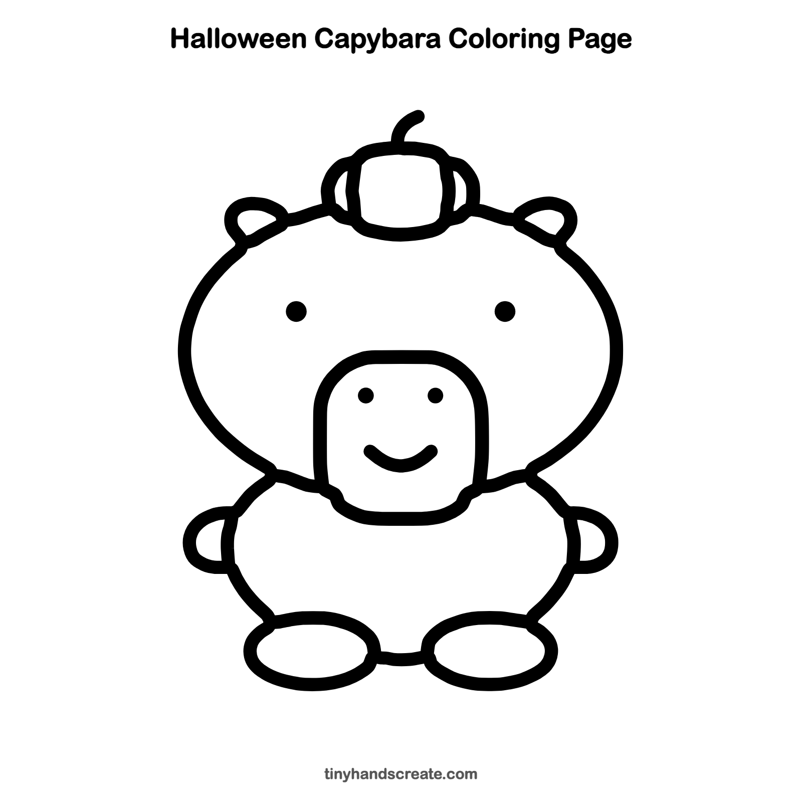 Free printable Halloween capybara coloring page for kids
