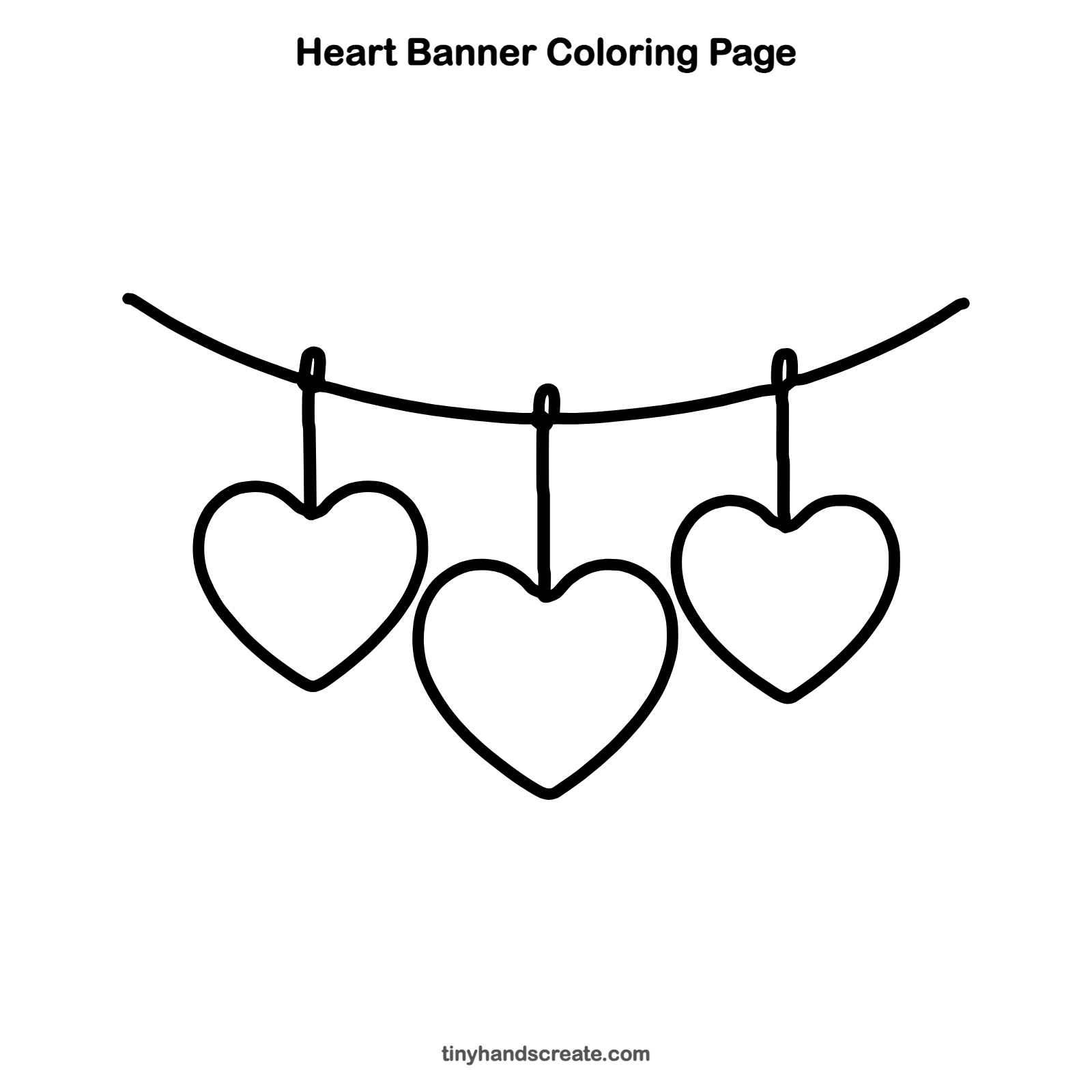 Free printable heart banner coloring page for kids