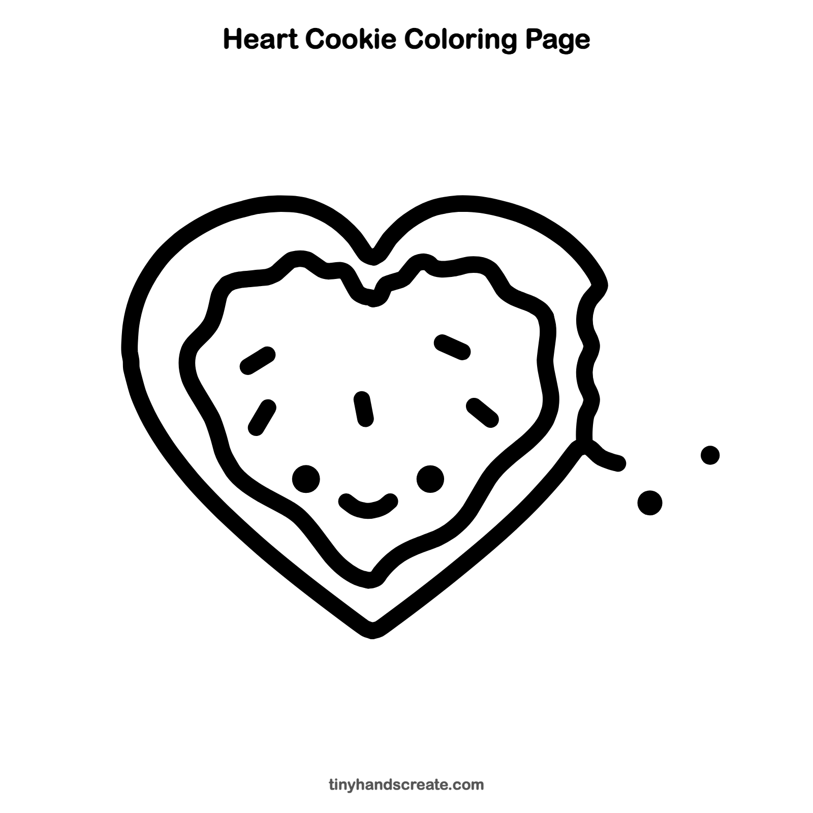 Free printable heart cookie coloring page for kids