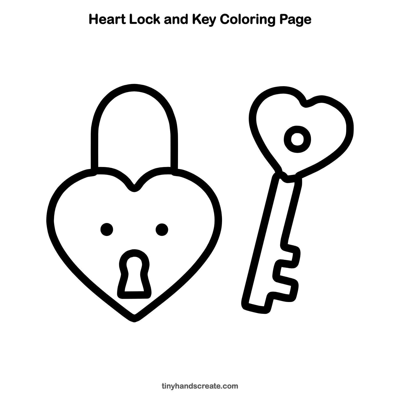Free printable heart lock and key coloring page for kids
