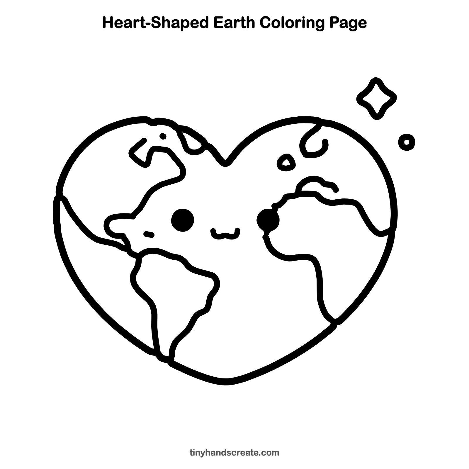 Free printable heart-shaped Earth coloring page for kids