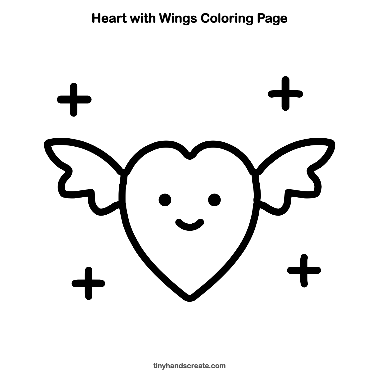 Free printable heart with wings coloring page for kids