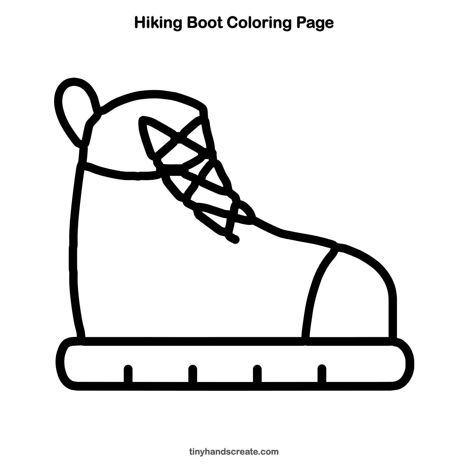 Free printable hiking boot coloring page for kids