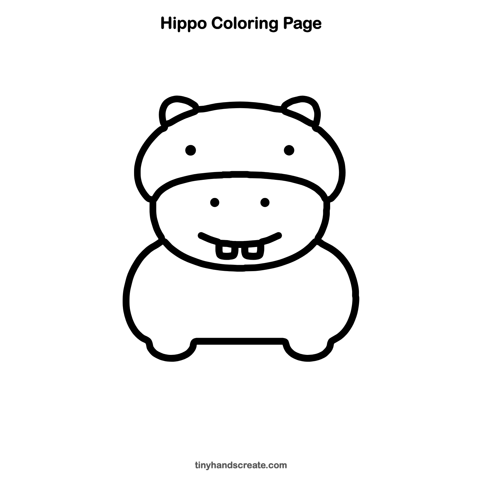 Free printable hippo coloring page for kids