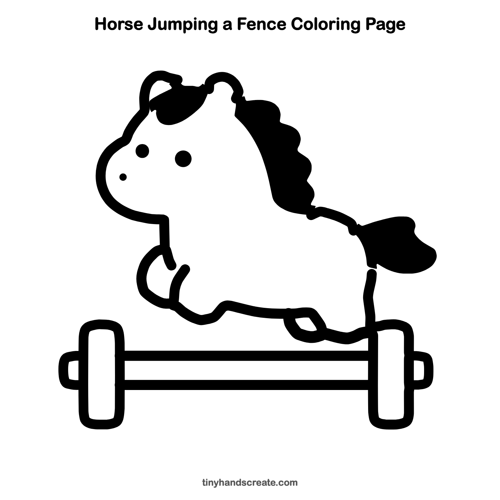 Free printable horse jumping a fence coloring page for kids