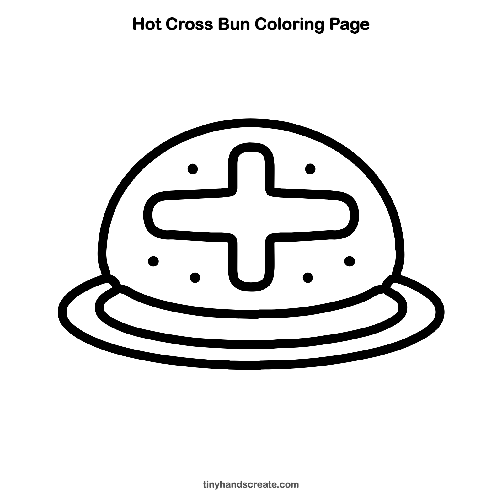 Free printable hot cross bun coloring page for kids