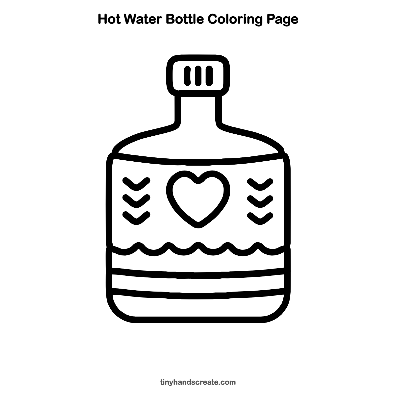 Free printable hot water bottle coloring page for kids