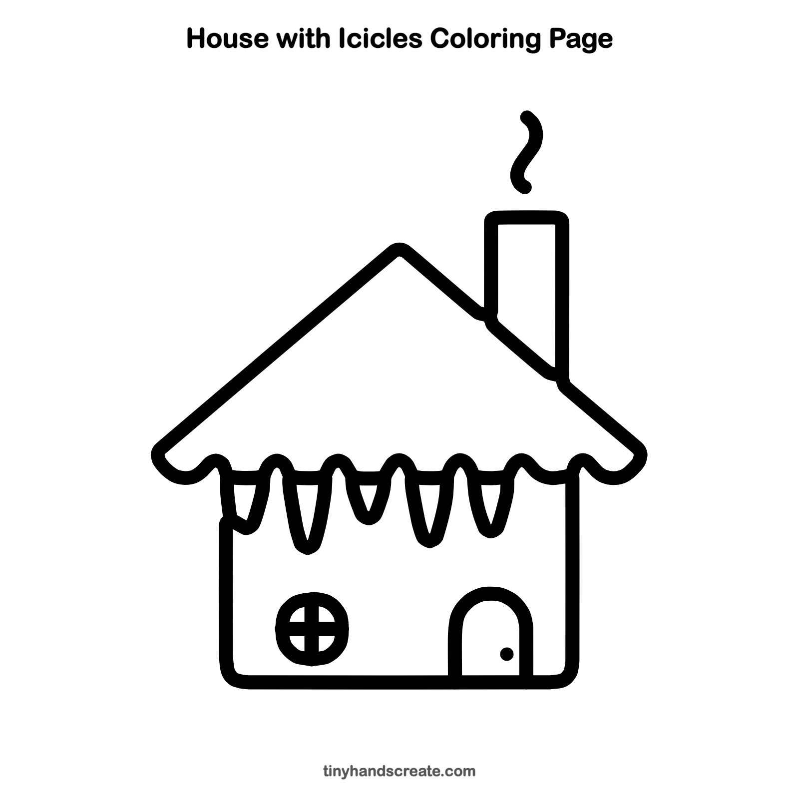 Free printable house with icicles coloring page for kids