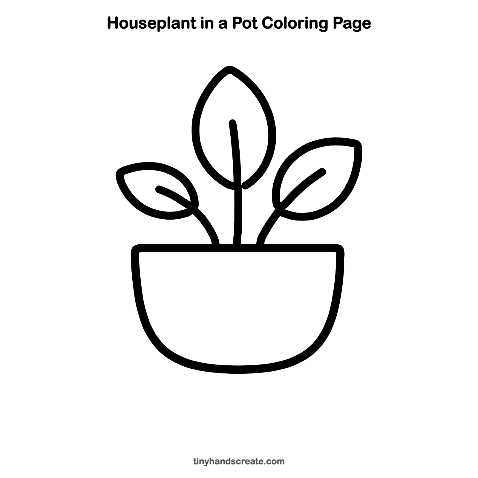 Free printable houseplant in a pot coloring page for kids