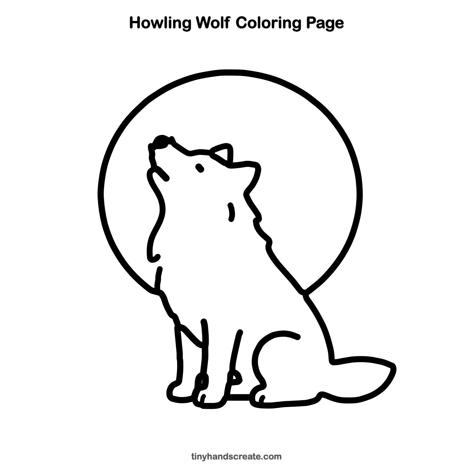 Free printable howling wolf coloring page for kids