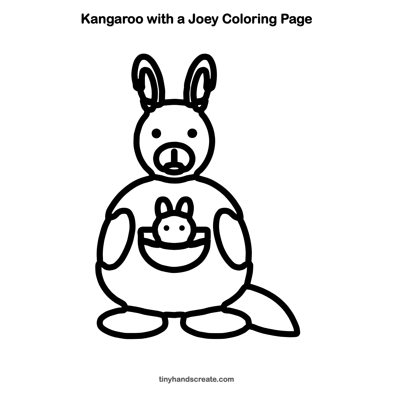 Free printable kangaroo with a joey coloring page for kids