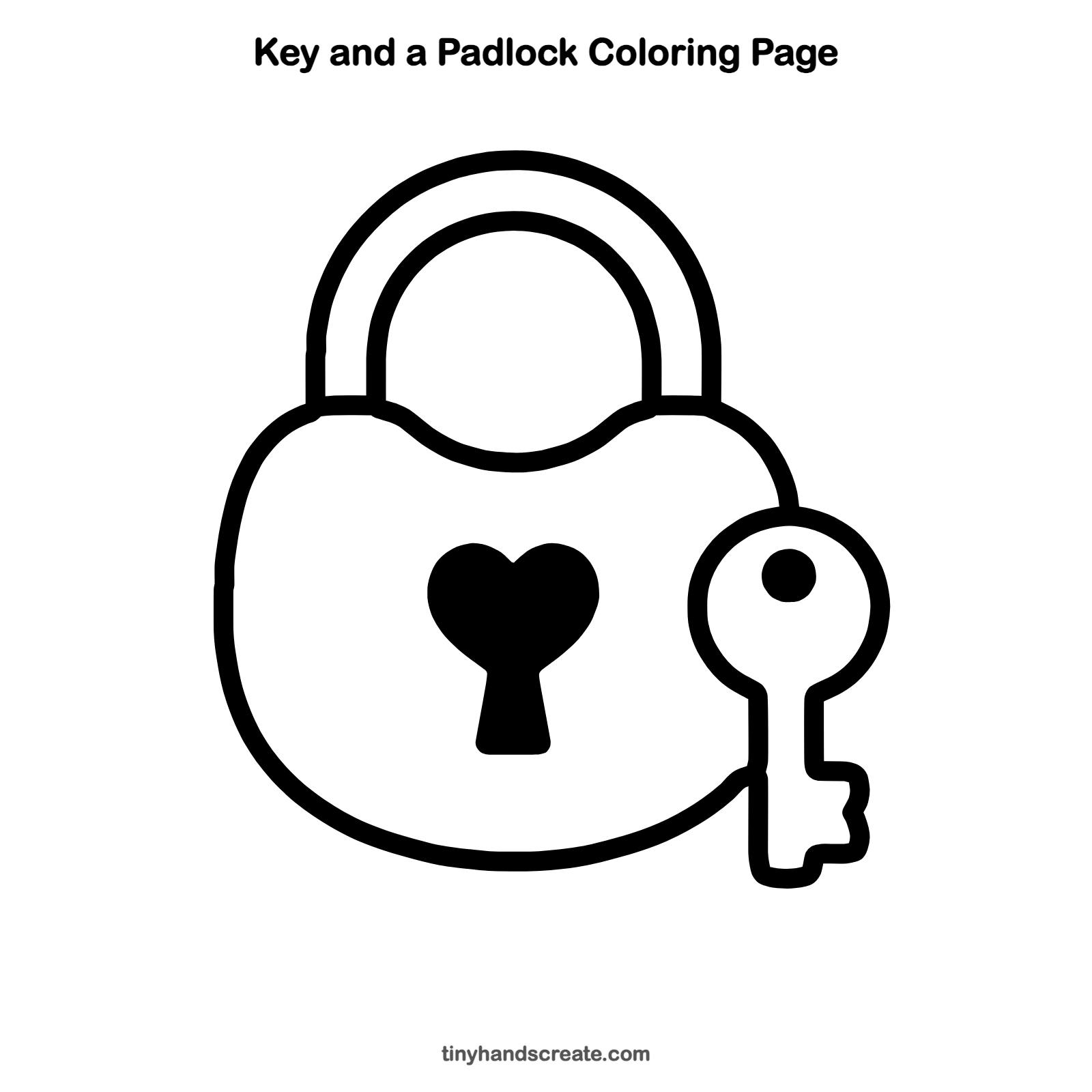 Free printable key and a padlock coloring page for kids
